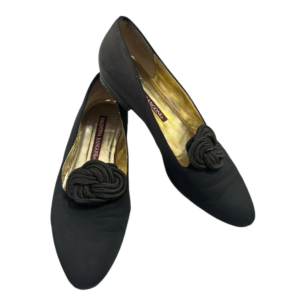 Valentina Rangoni‎ Women’s Black Loafer Braided Knot Detail Italian Made  Sz 8